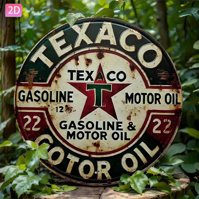 Kitchen Uncle - Vintage Texaco Oil Metal Sign—Round Aluminum