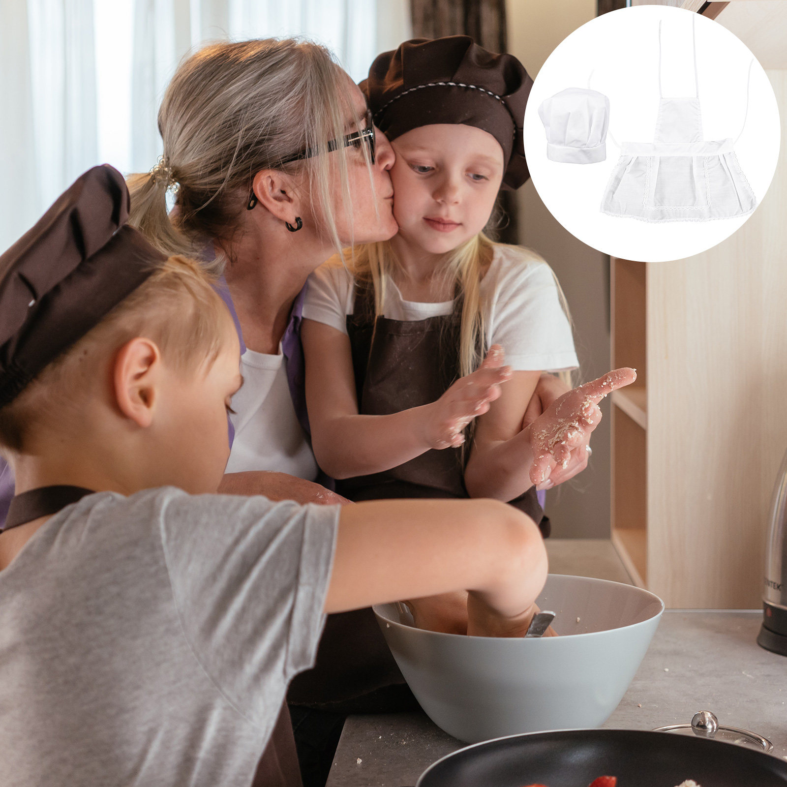 1Set Kids Chef Hat Apron Set K - огляд і ціна Kitchen Kids Baking Set